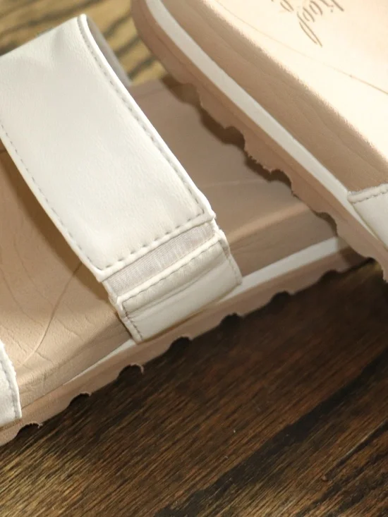 Reef Kids Banded Horizon Hi Slide Sandals size 4 cream dual padded straps - Picture 5 of 15